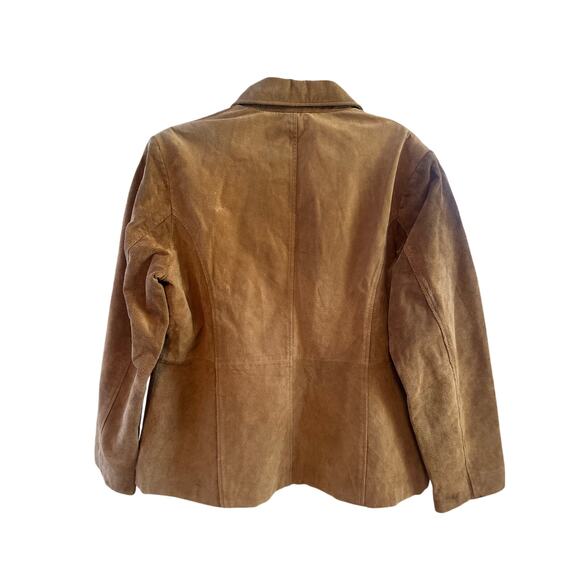 Relativity Brown Suede Jacket XL Genuine Leather Retro Modern Basic - Picture 2 of 6